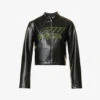 Brand-embroidered Zipped Faux-leather Jacket