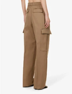 Sportmax Barnaba Straight-leg Mid-rise Cotton-blend Trousers -Ted Bakee Fashion Shop R04158867 BEIGE ALT03