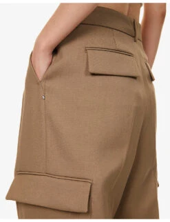 Sportmax Barnaba Straight-leg Mid-rise Cotton-blend Trousers -Ted Bakee Fashion Shop R04158867 BEIGE ALT04