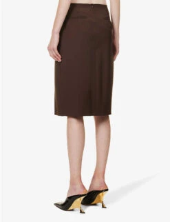 Sportmax Ode Pleated Wool Mini Skirt 8 Sportmax Ode Pleated Wool Mini Skirt -Ted Bakee Fashion Shop R04158871 CHOCOLATE ALT03