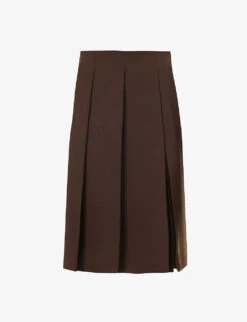 Sportmax Ode Pleated Wool Mini Skirt