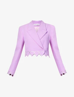 Heart Crystal-embellished Cropped Wool Blazer