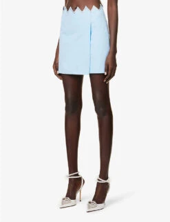 Heart Crystal-embellished Cotton Mini Skirt -Ted Bakee Fashion Shop R04158915 BLUE ALT02