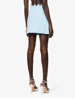 Heart Crystal-embellished Cotton Mini Skirt -Ted Bakee Fashion Shop R04158915 BLUE ALT03