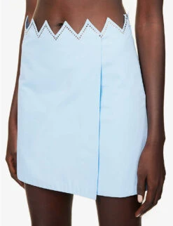 Heart Crystal-embellished Cotton Mini Skirt -Ted Bakee Fashion Shop R04158915 BLUE ALT04