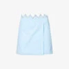 Heart Crystal-embellished Cotton Mini Skirt