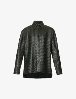 Bottega Veneta Intrecciato Dipped-hem Leather Shirt