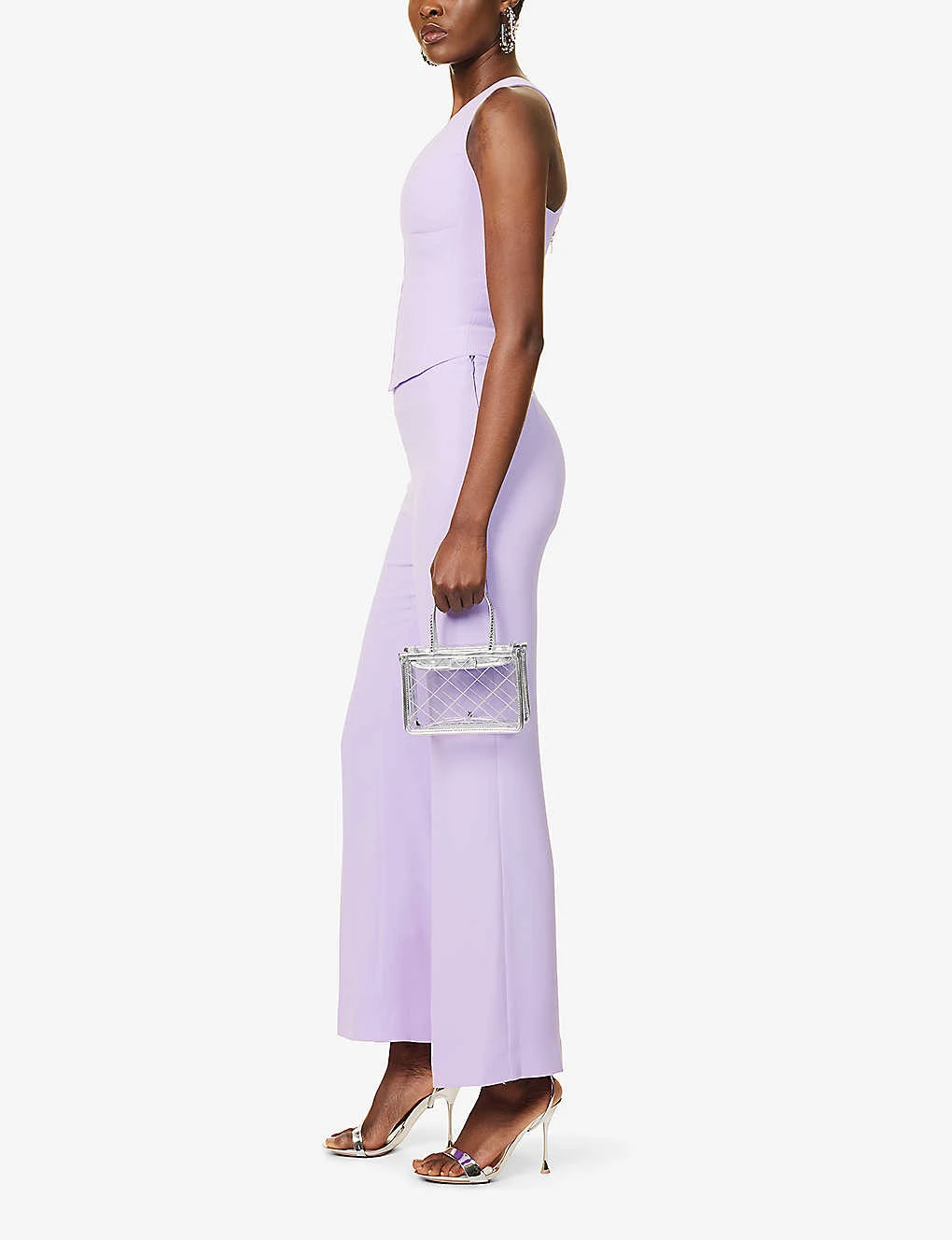 Pressed-crease Mid-rise Flared Stretch-woven Trousers 2 Pressed-crease Mid-rise Flared Stretch-woven Trousers - Image 2