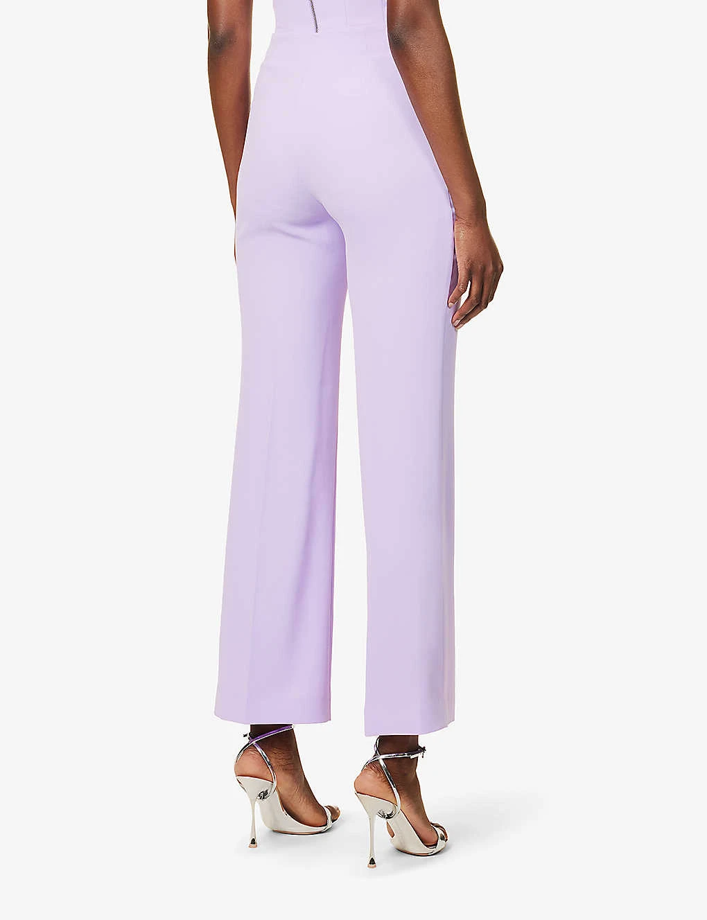 Pressed-crease Mid-rise Flared Stretch-woven Trousers 4 Pressed-crease Mid-rise Flared Stretch-woven Trousers - Image 4