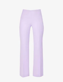 Pressed-crease Mid-rise Flared Stretch-woven Trousers