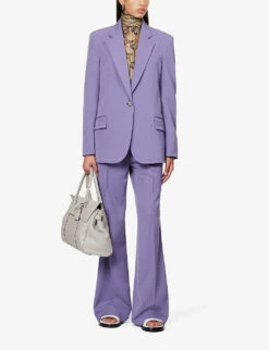 STELLA MCCARTNEY Notch-lapels Padded-shoulders Stretch-wool Blazer -Ted Bakee Fashion Shop R04160788 MAUVE ALT02