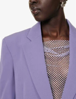 STELLA MCCARTNEY Notch-lapels Padded-shoulders Stretch-wool Blazer -Ted Bakee Fashion Shop R04160788 MAUVE ALT05