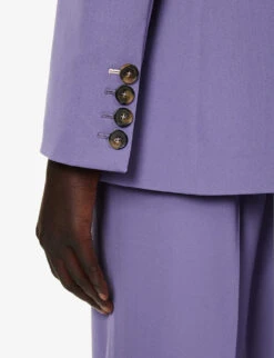 STELLA MCCARTNEY Notch-lapels Padded-shoulders Stretch-wool Blazer -Ted Bakee Fashion Shop R04160788 MAUVE ALT06