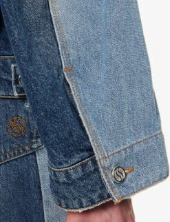 STELLA MCCARTNEY Logo-embroidered Buttoned-cuff Denim Jacket -Ted Bakee Fashion Shop R04160794 DOUBLEBLUETONE ALT05