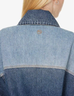 STELLA MCCARTNEY Logo-embroidered Buttoned-cuff Denim Jacket -Ted Bakee Fashion Shop R04160794 DOUBLEBLUETONE ALT06