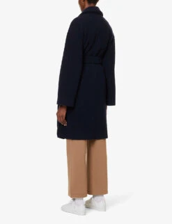 Max Mara Brava Self-tie Wool-blend Coat -Ted Bakee Fashion Shop R04161466 NAVY ALT03