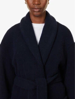 Max Mara Brava Self-tie Wool-blend Coat -Ted Bakee Fashion Shop R04161466 NAVY ALT04