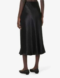 Max Mara Alessio Mid-rise Woven Midi Skirt 8 Max Mara Alessio Mid-rise Woven Midi Skirt -Ted Bakee Fashion Shop R04161481 BLACK ALT03