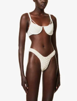 Cableknot Braided-trim Bikini Top -Ted Bakee Fashion Shop R04161520 MILK ALT02