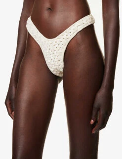 Openweave High-rise Bikini Bottoms -Ted Bakee Fashion Shop R04161526 MILK ALT04