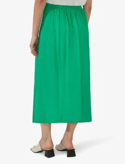 Jacquard-pattern Button-front Woven Midi Skirt -Ted Bakee Fashion Shop R04161766 GREEN ALT03