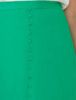 Jacquard-pattern Button-front Woven Midi Skirt -Ted Bakee Fashion Shop R04161766 GREEN ALT04