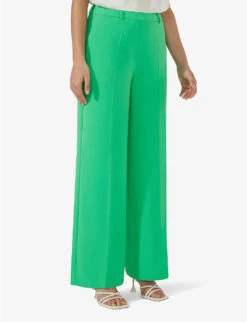 Wide-leg Mid-rise Woven Trousers -Ted Bakee Fashion Shop R04161795 GREEN ALT02