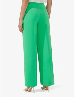 Wide-leg Mid-rise Woven Trousers -Ted Bakee Fashion Shop R04161795 GREEN ALT03