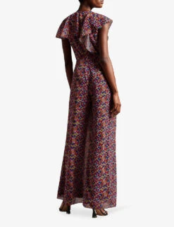 Ted Baker Surya Abstract-print Woven Jumpsuit -Ted Bakee Fashion Shop R04162191 BLACK ALT02