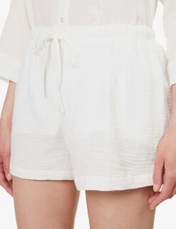 Crinkle Seersucker Cotton Pyjama Set -Ted Bakee Fashion Shop R04163580 WHITE ALT03