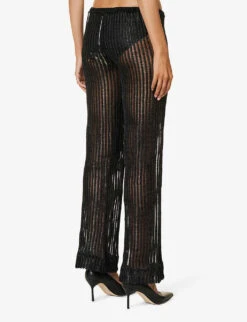 Patricia Straight-leg Mid-rise Cotton-blend Trousers -Ted Bakee Fashion Shop R04164352 BLACK ALT03