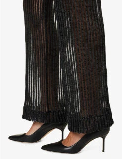 Patricia Straight-leg Mid-rise Cotton-blend Trousers -Ted Bakee Fashion Shop R04164352 BLACK ALT04