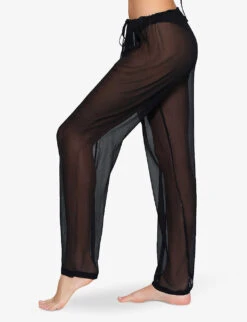 Drawstring-waist Wide-leg Low-rise Silk Trousers -Ted Bakee Fashion Shop R04164379 ONYX ALT02
