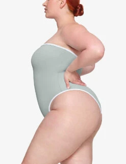 Sporty Strapless Stretch-recycled Nylon Swimsuit -Ted Bakee Fashion Shop R04164387 PACIFIC ALT02