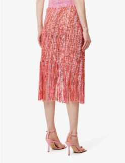 Semi-sheer Slim-fit Cotton Midi Skirt -Ted Bakee Fashion Shop R04165261 PINK ALT03