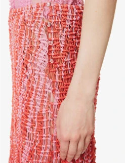 Semi-sheer Slim-fit Cotton Midi Skirt -Ted Bakee Fashion Shop R04165261 PINK ALT04