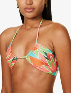 Copacabana Abstract-print Stretch-recycled Nylon Bikini Top -Ted Bakee Fashion Shop R04165714 BIRDOFPARADISE ALT03