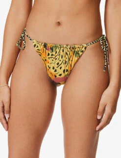 It's Now Cool Ecuador Graphic-print Stretch-recycled Polyester Bikini Bottoms -Ted Bakee Fashion Shop R04165812 ECUADOR ALT02