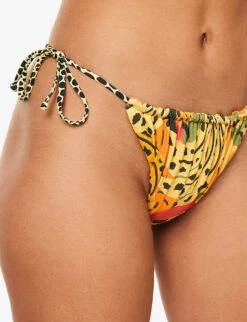 It's Now Cool Ecuador Graphic-print Stretch-recycled Polyester Bikini Bottoms -Ted Bakee Fashion Shop R04165812 ECUADOR ALT04