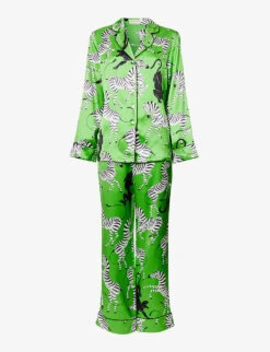 Lila Graphic-pattern Silk Pyjama Set