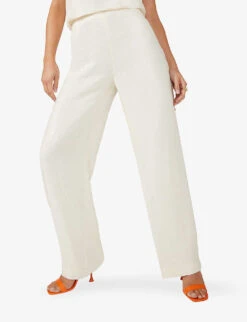 Sequin-embellished Straight-leg Mid-rise Woven Trousers -Ted Bakee Fashion Shop R04166375 IVORY ALT02