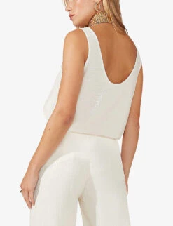 Sequin-embellished Straight-leg Mid-rise Woven Trousers -Ted Bakee Fashion Shop R04166375 IVORY ALT03