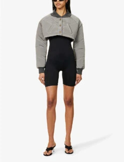 GOOD AMERICAN Scuba Scoop-neck Stretch-woven Playsuit -Ted Bakee Fashion Shop R04166618 BLACK001 ALT02