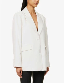 GOOD AMERICAN Luxe Single-breasted Woven Blazer -Ted Bakee Fashion Shop R04166624 IVORY001 ALT02