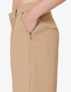 GOOD AMERICAN Luxe Straight-leg Mid-rise Woven Trousers -Ted Bakee Fashion Shop R04166625 PECAN001 ALT04