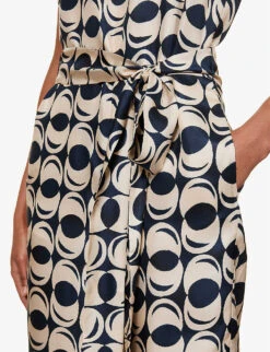 Platani Geometric-print Silk Jumpsuit -Ted Bakee Fashion Shop R04167346 NAVY ALT05
