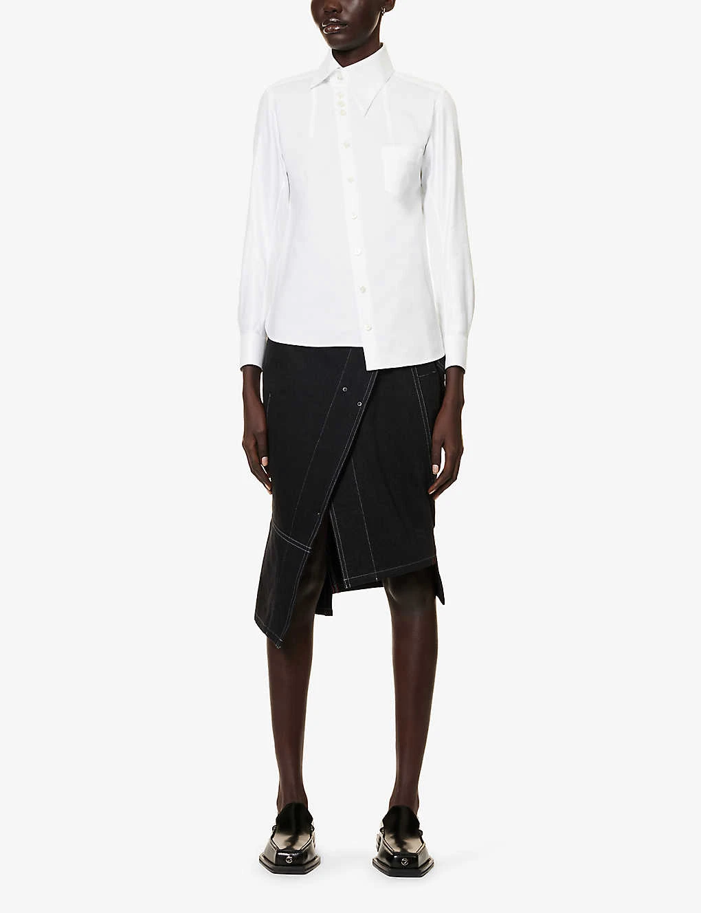 Asymmetric Patch-pocket Cotton Shirt 2 Asymmetric Patch-pocket Cotton Shirt - Image 2