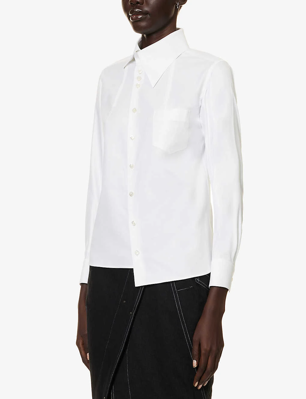 Asymmetric Patch-pocket Cotton Shirt 3 Asymmetric Patch-pocket Cotton Shirt - Image 3