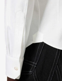 Asymmetric Patch-pocket Cotton Shirt 11 Asymmetric Patch-pocket Cotton Shirt -Ted Bakee Fashion Shop R04167733 WHITE ALT05