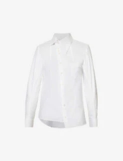 Asymmetric Patch-pocket Cotton Shirt